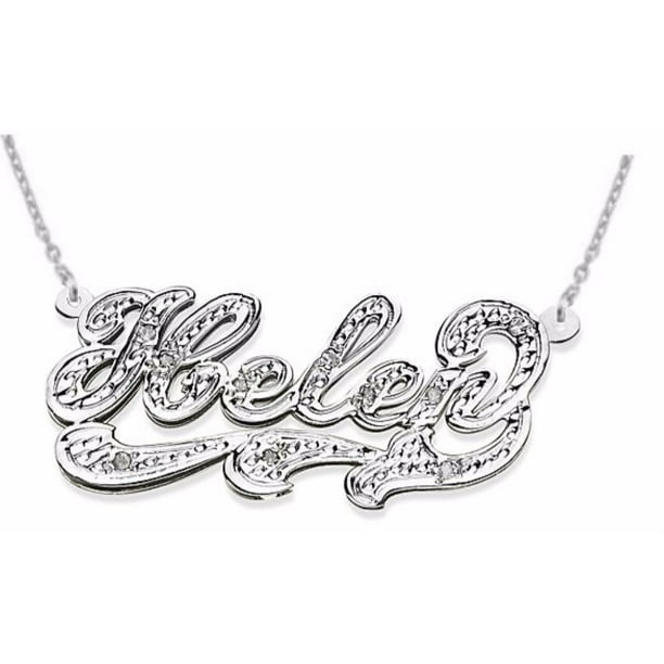 Rylos Personalized 0.15 Carat Diamond Nameplate Necklace Sterling Silver or Yellow Gold Plated Silver Made to Order. Special Order Rylos Personalized 0.15 Carat Diamond Nameplate Necklace Sterling Silver or Yellow Gold Plated Silver Made to Order. Special Order